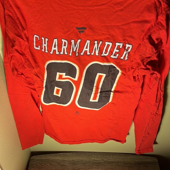 NHL Fanatics Mens LS Flames Charmander 60 Jersey Tee Color Red Size Small - Picture 4 of 5